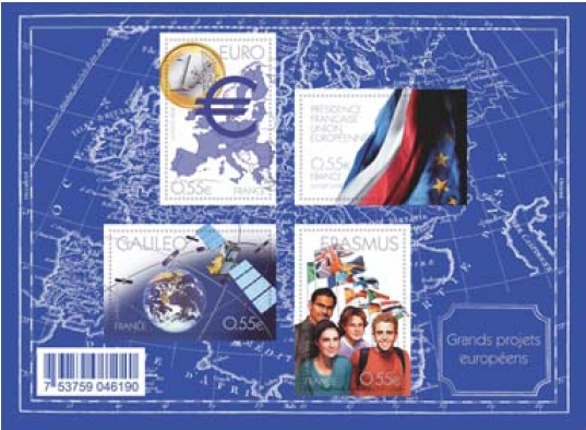 Bloc de timbres: Les Grands projets Européens.