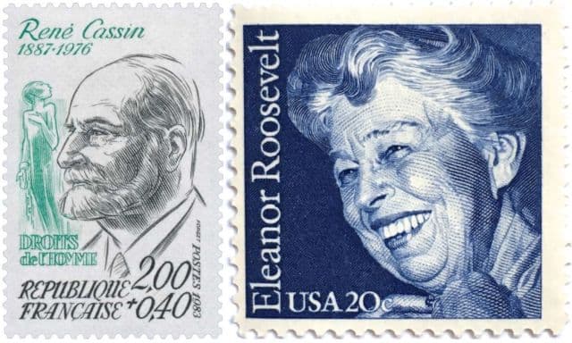 Timbres - René Cassin et Eleanor Roosevelt.